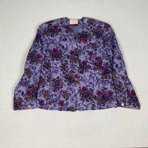 Vintage 80s Pendleton Made in USA Country Sophisticates Purple Ivy Floral Blazer